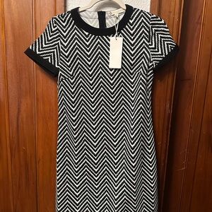 Relished Black and White Zigzag Mini Dress